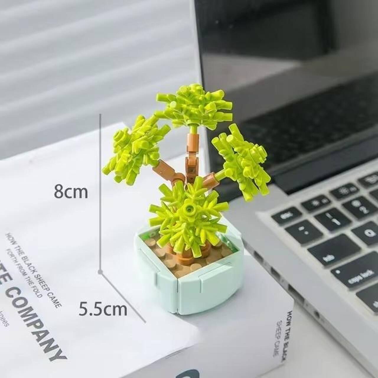 Wizardi Ball Pine Building Brick Mini Potted Plants Set